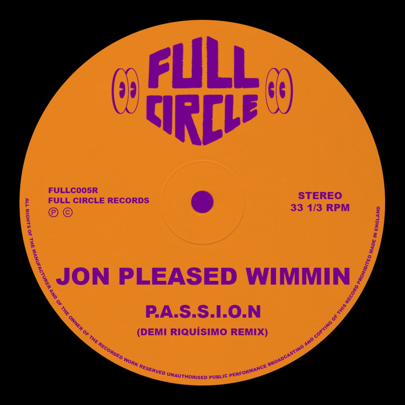 Cover - Jon Pleased Wimmin - P.A.S.S.I.O.N (Demi Riquísimo Extended Remix)