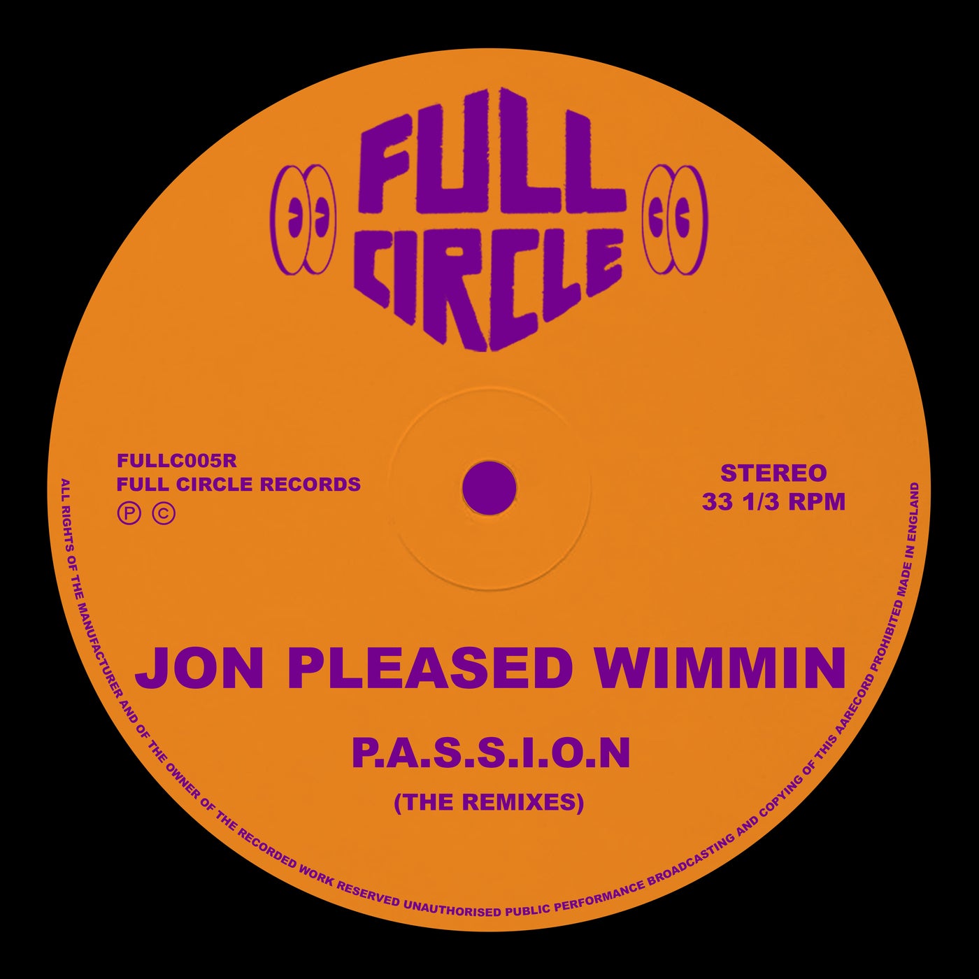 Cover - Jon Pleased Wimmin - P.A.S.S.I.O.N (Jon Pleased Wimmin & Paul Morrell Extended Remix)