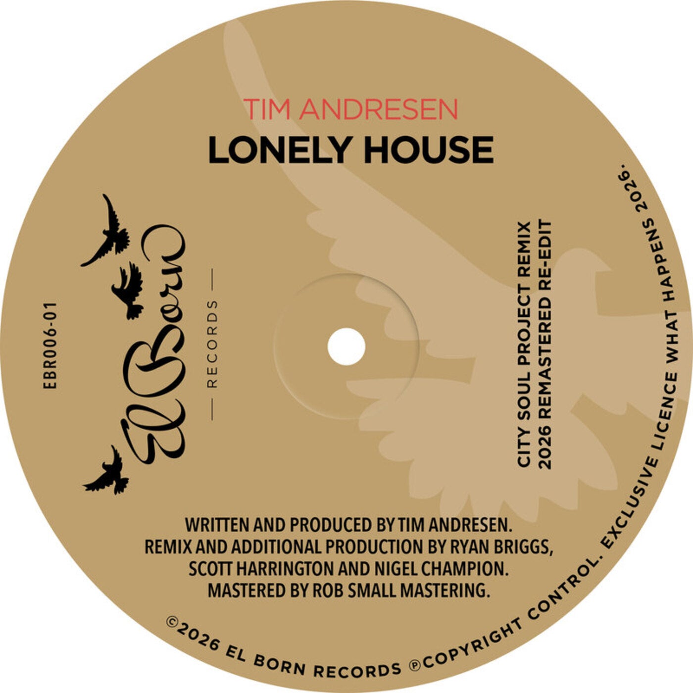 Cover - Tim Andresen - Lonely House (City Soul Project Remix (2026 Remastered Re-edit)) Promo tools